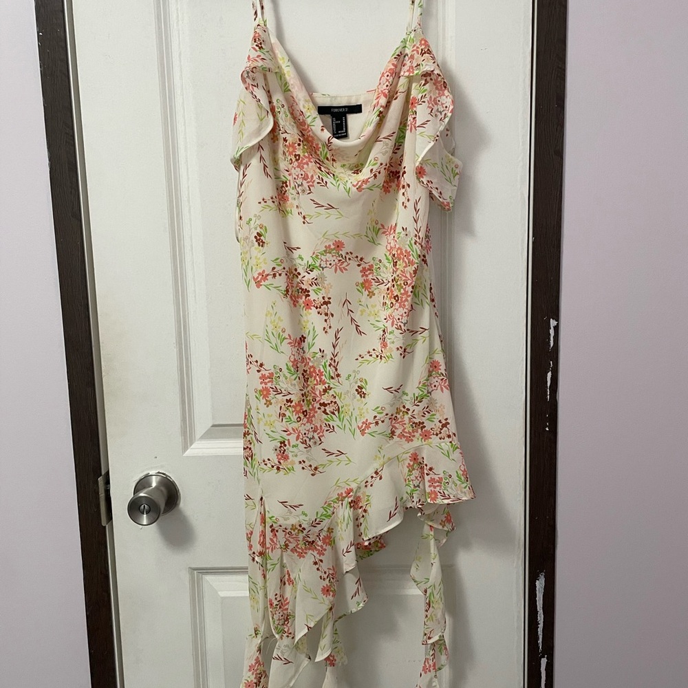 Forever 21 Floral Dress with Asymmetrical Hem